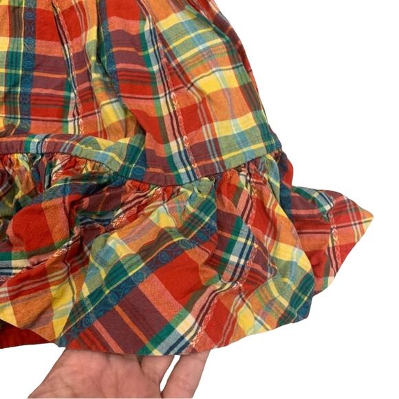 Ralph Lauren Red and Multicolor Tartan Plaid Smocked Baby Dress - Picture 2 of 10